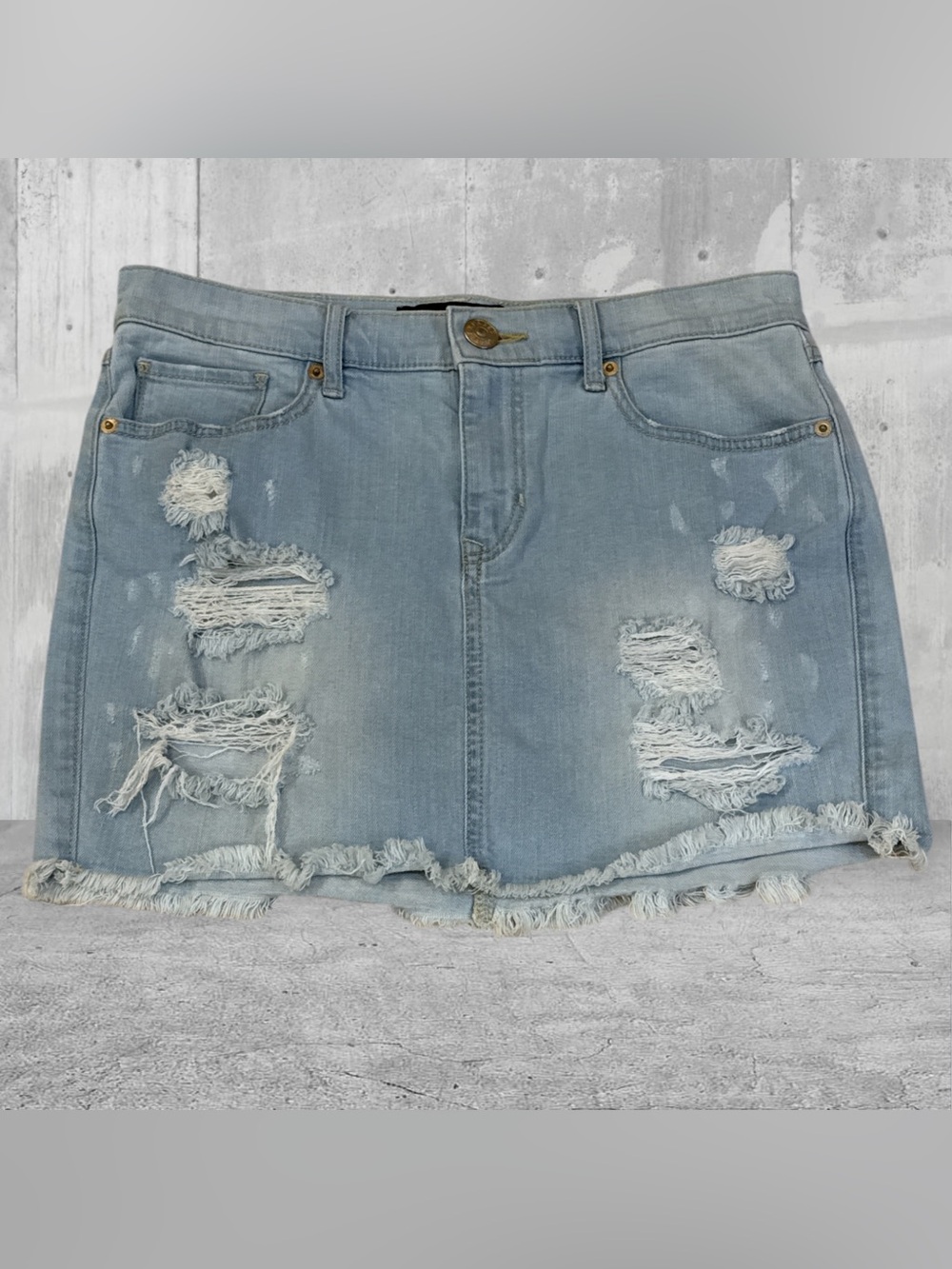 Express Women’s Denim Distressed Cutoff Jean Mini Skirt Size 2